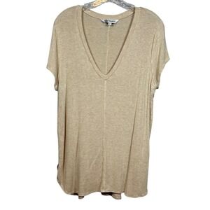 Bobeau Collection Women's Relaxed V-Neck Sweater T-Shirt, Camel T-Shirt, Size XL